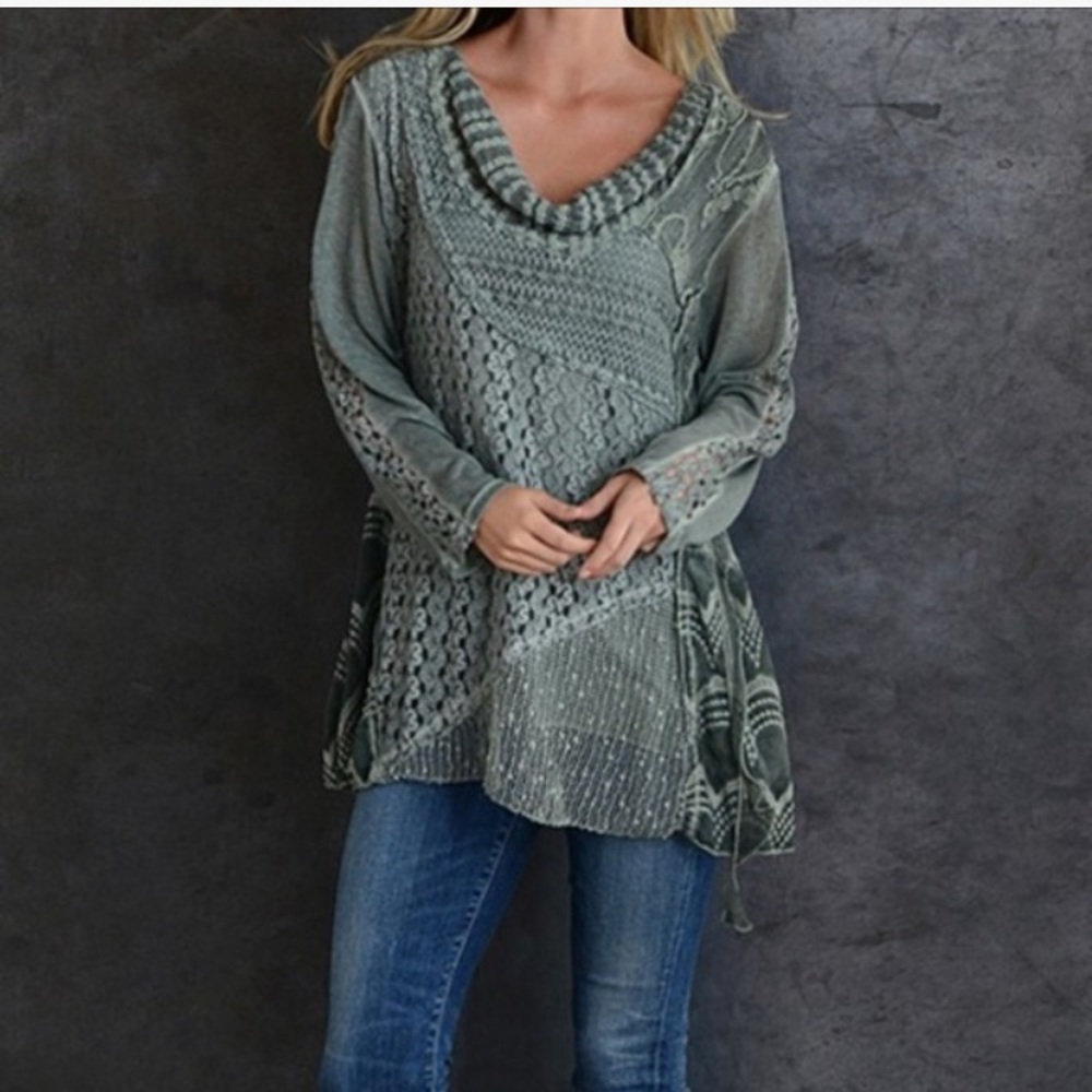 Simply Couture Grey Blouse with Cowl neck